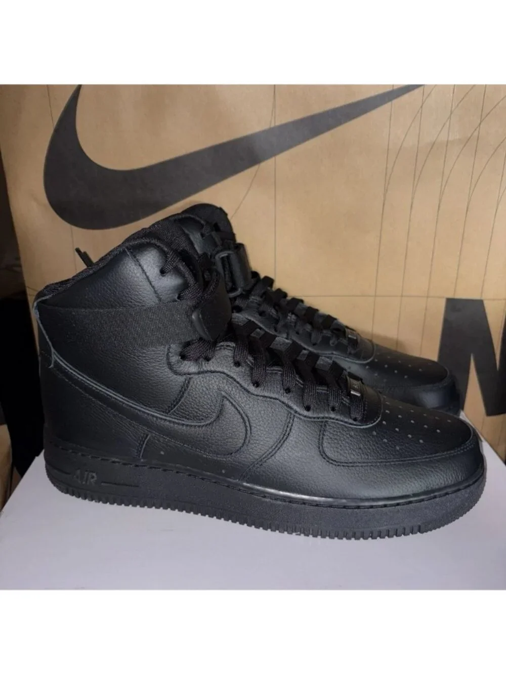 $250 NEW Nike Air Force 1 Triple Black Leather Custom HF0658-900 Men Size 11